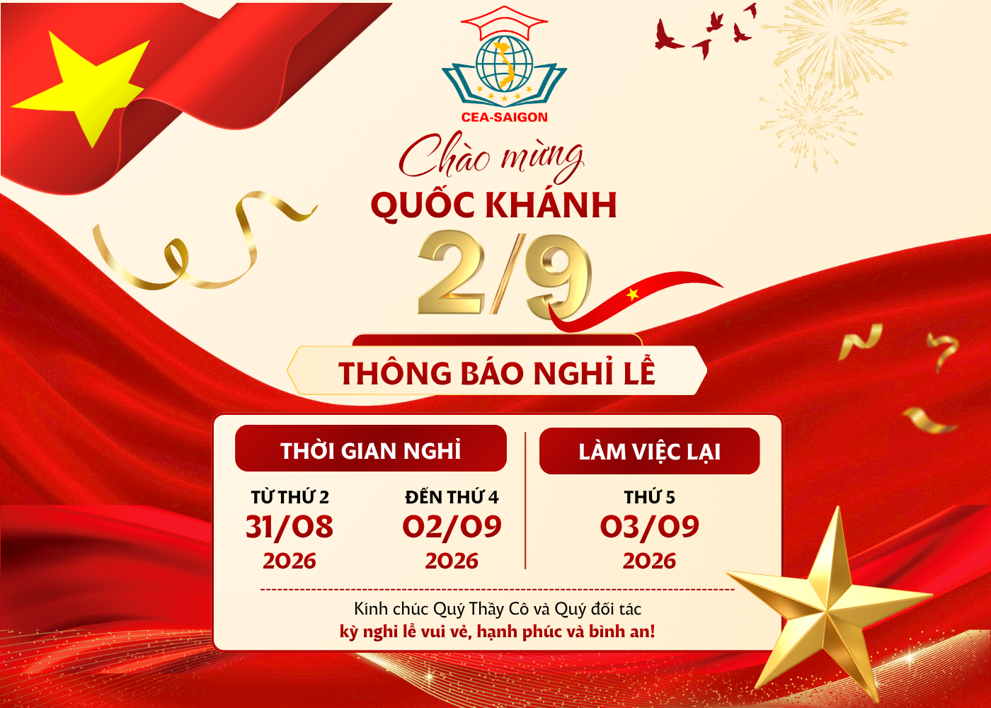 Thông báo nghỉ lễ 02/9